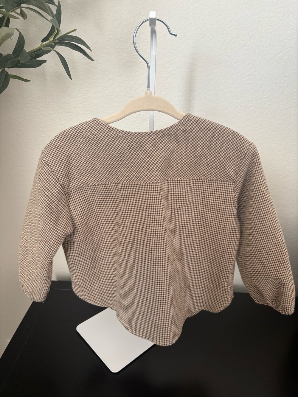 Zara Baby Girls Houndstooth Knit Top Tan/Cream